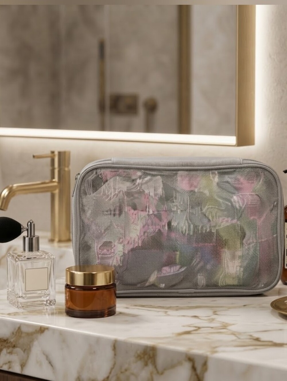 Silver Mesh Toiletry Bag